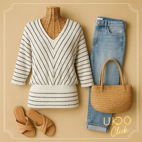 Knox Rose Sweater Top S | Chevron Knit Long Sleeve Pullover Boho Chic - Picture 3 of 12